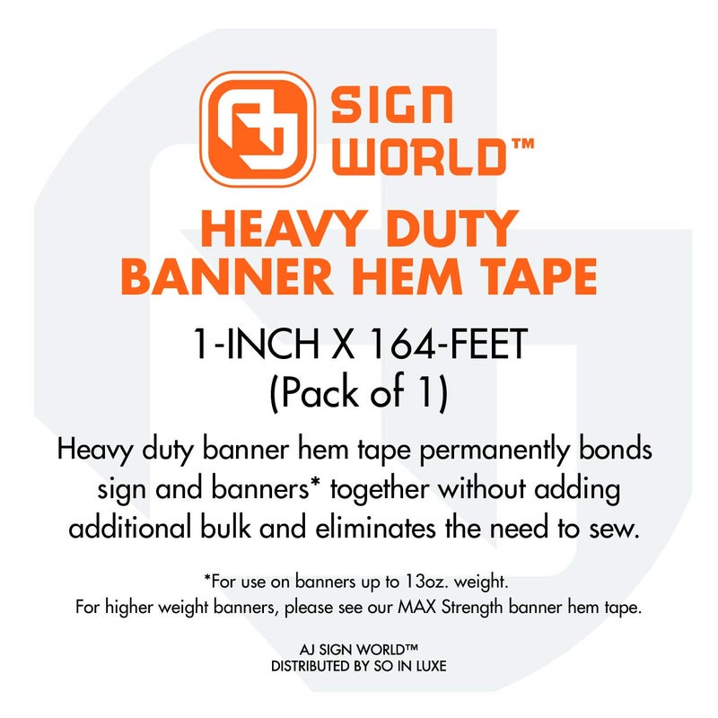AJ Sign World (1-Pack 1" Heavy Duty Banner Hem Double Sided Permanent Tape (1-Inch x 164-Feet/54.5 Yards) - Image 2